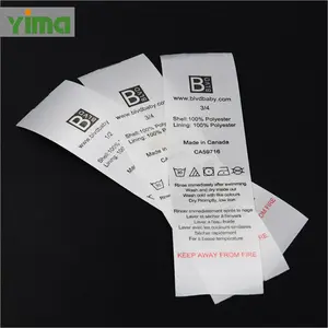 Custom LOGO printing ribbon apparel size washing label washable care label for clothing