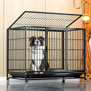 <strong>Foldable</strong> Heavy Duty <strong>Dog</strong> Crate <strong>Cage</strong> with Wheels Removable Tray &amp; Grid Pad Open Top Metal <strong>Wire</strong> <strong>Dogs</strong> Kennel - Product Image 3