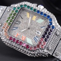 Reloj de Hombre de Alta Gama Iced Out Completo, Reloj de Pulsera Premium Casual de Negocios, Cuarzo con Diamantes Brillantes de Oro Rosa para Hombres