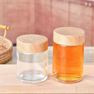 180ml-750ml transparan kaca bening kustom botol madu wadah makanan madu Jam kelas bulat kaca dengan tutup serat kayu - Product Image 5
