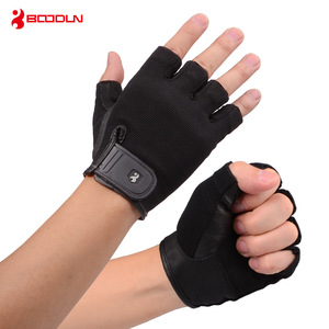 Fitness Gloves <b>Half</b> Finger Leather Breathable Non <b>Slip</b> For Weight Lifting Unisex Black Smlxl - Product Image 3