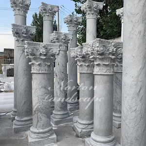 अनुकूलित रोमन शैली प्राकृतिक पत्थर स्तंभ अच्छी मात्रा उद्यान संगमरमर स्तंभ के लिए आउटडोर सजावट NTMF-C014
