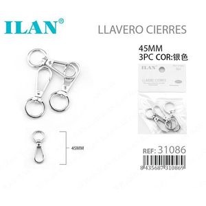 Moschettoni Portachiavi ILAN 45mm Argento 3 Pezzi Tipo Moschettone - Product Image 1