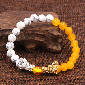 Estilo chino <span class=keywords><strong>Dragon</strong></span> Play <span class=keywords><strong>Ball</strong></span> Stone Beads Faucet Bracelet Gold <span class=keywords><strong>Dragon</strong></span> Head Healing Stones Wrap Bracelet para hombres y mujeres - Product Image 3