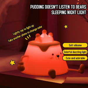 Veilleuse en silicone au design animalier, LED multicolore, rechargeable par USB, à activer par simple pression, lumière d'ambiance pour chevet - Product Image 2