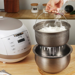 Penanak Nasi 4L Anti Lengket 24 Jam, Tahan Panas, Bodi Stainless Steel, Panci Dalam Bentuk Bola, Multi Fungsi, Rendah Karbohidrat, Rendah Gula, Pengukur Beras - Product Image 3