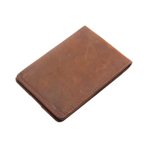 Luxury Handmade Crazy Horse Leather Front Pocket Easy Access Credit <b>Wallet</b> Thin Slim Minimalist Full Grain Leather Card Holder - Product Image 4