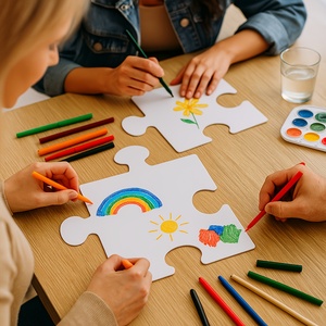 <span class=keywords><strong>30</strong></span> Câu Đố giấy tự làm cỡ lớn thiết kế hai lớp bìa cứng trắng cho các dự án nghệ thuật sáng tạo & sự kiện (Unisex) - Product Image 4