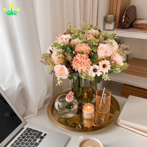 Fleurs artificielles d'automne Rose Rose <span class=keywords><strong>Bouquet</strong></span> <span class=keywords><strong>de</strong></span> soie d'automne <span class=keywords><strong>avec</strong></span> arrangement d'hortensia pour la fête <span class=keywords><strong>de</strong></span> mariage nuptiale bébé douche décor à la maison - Product Image 3