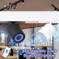 Rail lumineux magnétique avec haut-parleur musical, projecteur LED COB à intensité variable, lampe audio sur rail 48V pour maison intelligente