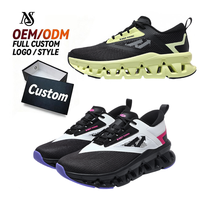 Zapatillas Deportivas para Hombre - Color Verde Esmeralda con Bloques de Color, Parte Superior de Malla, Suela con Amortiguación Gruesa, Zapatillas Atléticas