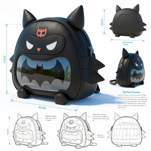 Sac Ita personnalisé en forme de chauve-souris gothique design avec fenêtre transparente sac à dos Ita personnalisé en forme de chauve-souris - Product Image 2