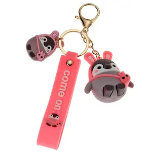 High Quality Design Customized Cute 3D Penguin Cartoon Plastic PVC Key Chains For Bags