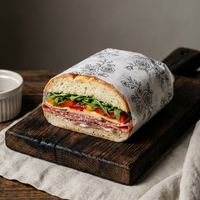 Papier sulfurisé imprimé enduit de PE, imperméable et résistant à la graisse, pour emballer les burgers, les sandwichs, les snacks et le pain