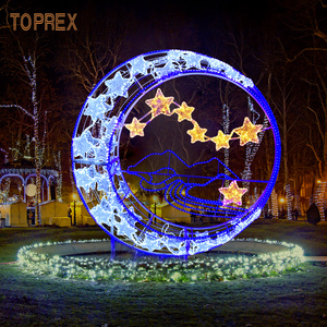 Personalizzabile 3D telaio in metallo Street New Design IP65 LED luce della luna eid mubarak ramadan luna stella <span class=keywords><strong>mezzaluna</strong></span> per le vacanze - Product Image 3