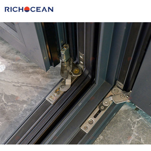 RICHOCEAN <span class=keywords><strong>Porte</strong></span> <span class=keywords><strong>vitrée</strong></span> transparente isolée à double vitrage Portes battantes modernes à double cadre en aluminium pour entrée extérieure - Product Image 4