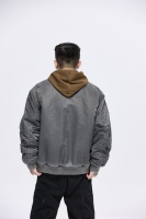 Blouson Bomber Homme Américain Vintage Oversize en Nylon Épais Col Montant Zippé Décontracté Automne Imperméable Écologique