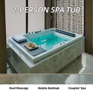 Bañera de Hidromasaje Portátil de Lujo <span class=keywords><strong>para</strong></span> 2 Personas, Diseño Rectangular Moderno, con Jets de Masaje Integrados <span class=keywords><strong>para</strong></span> <span class=keywords><strong>Parejas</strong></span> (Apta <span class=keywords><strong>para</strong></span> Apartamentos) - Product Image 3