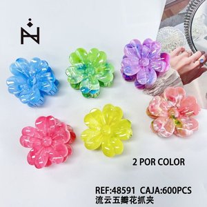 Fermaglio per capelli a forma di fiore a cinque petali Flowing Cloud, 2 pezzi per colore - Product Image 3