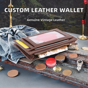 Cartera de Cuero Corta Personalizada Estilo Vaquero Vintage con RFID para Hombre, de Cuero Genuino, Plegable - Product Image 2