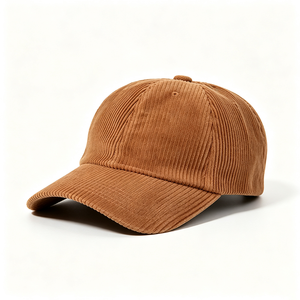 Casquette de baseball unisexe en velours côtelé, 6 panneaux, visière souple et incurvée, style Dad Hat, chaude pour l'automne et l'hiver, couleur camel, avec sangle arrière réglable en métal - Product Image 2