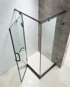 Banyo 8mm 10mm temizle çerçevesiz basit duşakabin paslanmaz çelik cam duş kapısı