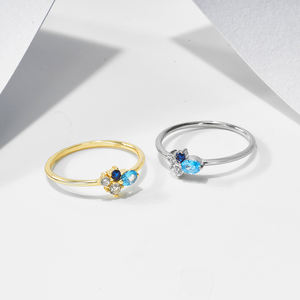 Nieuwe Elegante 925 Sterling Zilveren 14K Vergulde Cz <span class=keywords><strong>London</strong></span> Blauwe Topaz Mini Cluster Ring Voor Verlovingsbruiloft - Product Image 4
