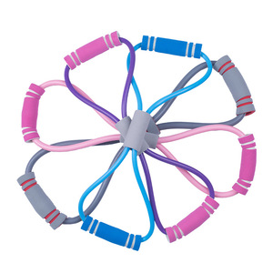 Bande de résistance en forme de 8 avec poignées 6x8x950mm pour le fitness, le remodelage corporel, le yoga et les exercices d'étirement - Product Image 1