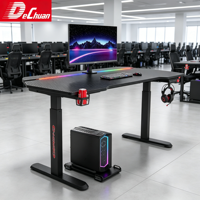 Bureau de jeu à hauteur réglable avec éclairage RGB, commande tactile, poste de travail ergonomique pour la maison et le bureau