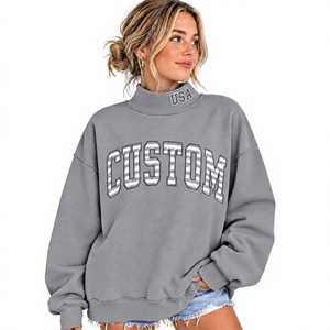 Sweat-shirt à col montant pour femme, design personnalisé, en molleton de coton surdimensionné, couleur claire, pour l'hiver, séchage rapide, respirant - Product Image 1