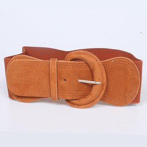 Ceinture élastique en daim pour femme, ceinture large extensible, ceinture vintage à boucle épaisse - Product Image 5