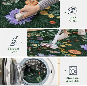 Tapis de sol LIVEBOX Sunflower Green 8x10 lavable et antidérapant pour la décoration du salon et de la chambre - Product Image 5