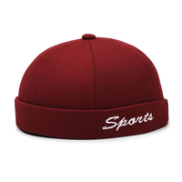 Gorra de béisbol sin visera de 6 paneles con logo personalizado al por mayor, estilo Docker de sarga 100% algodón con hebilla de cobre dorado para marcas, venta al por mayor