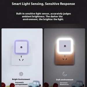 Mini Modern Smart LED Night Ring <b>Light</b> Eye-protection 0.5W ABS Plug-in Square Sensor <b>Wall</b> Lamp for Kids Bedroom <b>Bedside</b> - Product Image 3