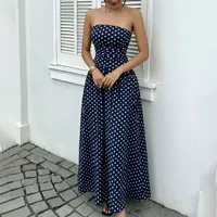 Robe d'été pour femmes à épaules dénudées, motif à pois, décontractée, à porter au quotidien, disponible en plusieurs couleurs et tailles