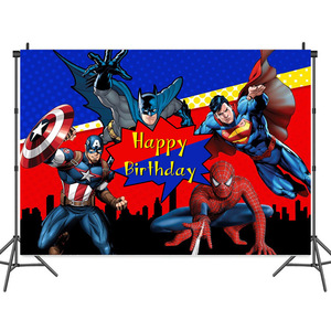 Toile de fond sur le thème des Avengers, super-héros <span class=keywords><strong>Spiderman</strong></span>, pour garçon, enfants, fête d'anniversaire, décoration de fête d'anniversaire, toile de fond - Product Image 1