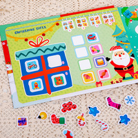 Cadeaux de Noël pour bébés : Livre éducatif interactif et silencieux avec autocollants en gel réutilisables, jouet portable pour la maternelle, pour les tout-petits