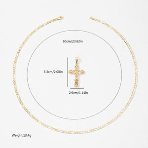 Nuevo diseño católico religioso Cruz encanto collar 14K chapado en oro cristiano Jesús crucifijo colgante collar - Product Image 6