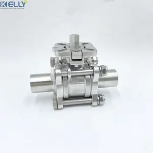 Hot sales 3-PC Ball Valve Welded End Direct Mounting Pad 1000WOG 304/316 Stainless Steel