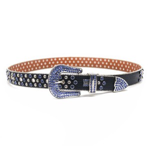 Cinturón de Diamantes de Imitación para Mujer, Hebilla de Aleación, Estilo Hip Hop, Moderno, Negro con Piedras Azules, Diseño de Cono, Otro Material - Product Image 3