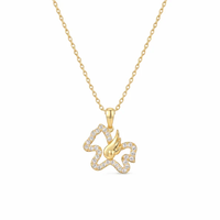 Collier pendentif étoile ouverte en or jaune 18 carats avec diamant de laboratoire rond pour femme, bijou raffiné, cadeau
