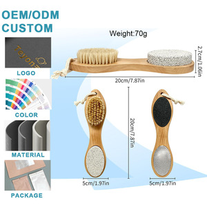 Kit de Cuidado de Pies 4 en 1 de Bambú con Piedra Pómez, Cepillo de Cerdas de Jabalí, <span class=keywords><strong>Lima</strong></span> Metálica y Almohadilla de Papel de Lija - Product Image 2