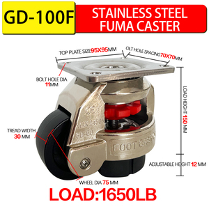 不锈钢脚轮GD 80F水平调节Fuma脚轮设备支撑脚轮重型万能调平 - Product Image 5