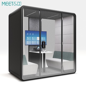 Vente en gros usine – Cabines de travail acoustiques modernes personnalisables avec bureau réglable en hauteur et facilement démontable - Product Image 4