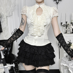 Chemisier Femme Gothique en Dentelle, Nouveau Style, Manches Courtes, Élégant, pour l'Été, Chemise de Travail, Blusas Mujer De <span class=keywords><strong>Moda</strong></span> - Product Image 2
