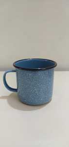 Taza de camping esmaltada vintage con diseño de manchas, estilo esmaltado, taza de café de gres, regalo personalizado con logotipo. - Product Image 5