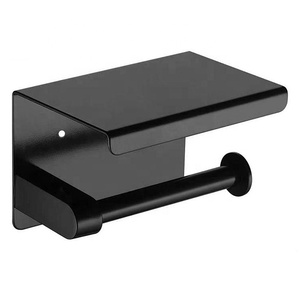 Portarotolo di <span class=keywords><strong>carta</strong></span> <span class=keywords><strong>igienica</strong></span> con ripiano portarotolo di <span class=keywords><strong>carta</strong></span> <span class=keywords><strong>igienica</strong></span> in acciaio inossidabile <span class=keywords><strong>nero</strong></span> - Product Image 1