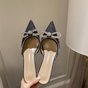 Sandali <span class=keywords><strong>con</strong></span> Tacco a Spillo da Donna, Sexy <span class=keywords><strong>con</strong></span> Strass e Glitter, Tacco Basso 6 Cm, Punta Chiusa, Comodi - Product Image 4