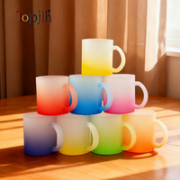Mug en verre à sublimation de 11 oz, mug givré vierge avec fond coloré, imprimable pour transfert thermique, DIY, maison, bureau, cadeau, vente en gros Topjlh