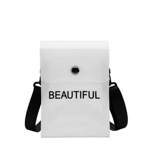 2022 moda mektubu baskılı Mini omuz askılı çanta şeffaf PVC çanta kadınlar temizle jöle çanta tek kollu çanta
